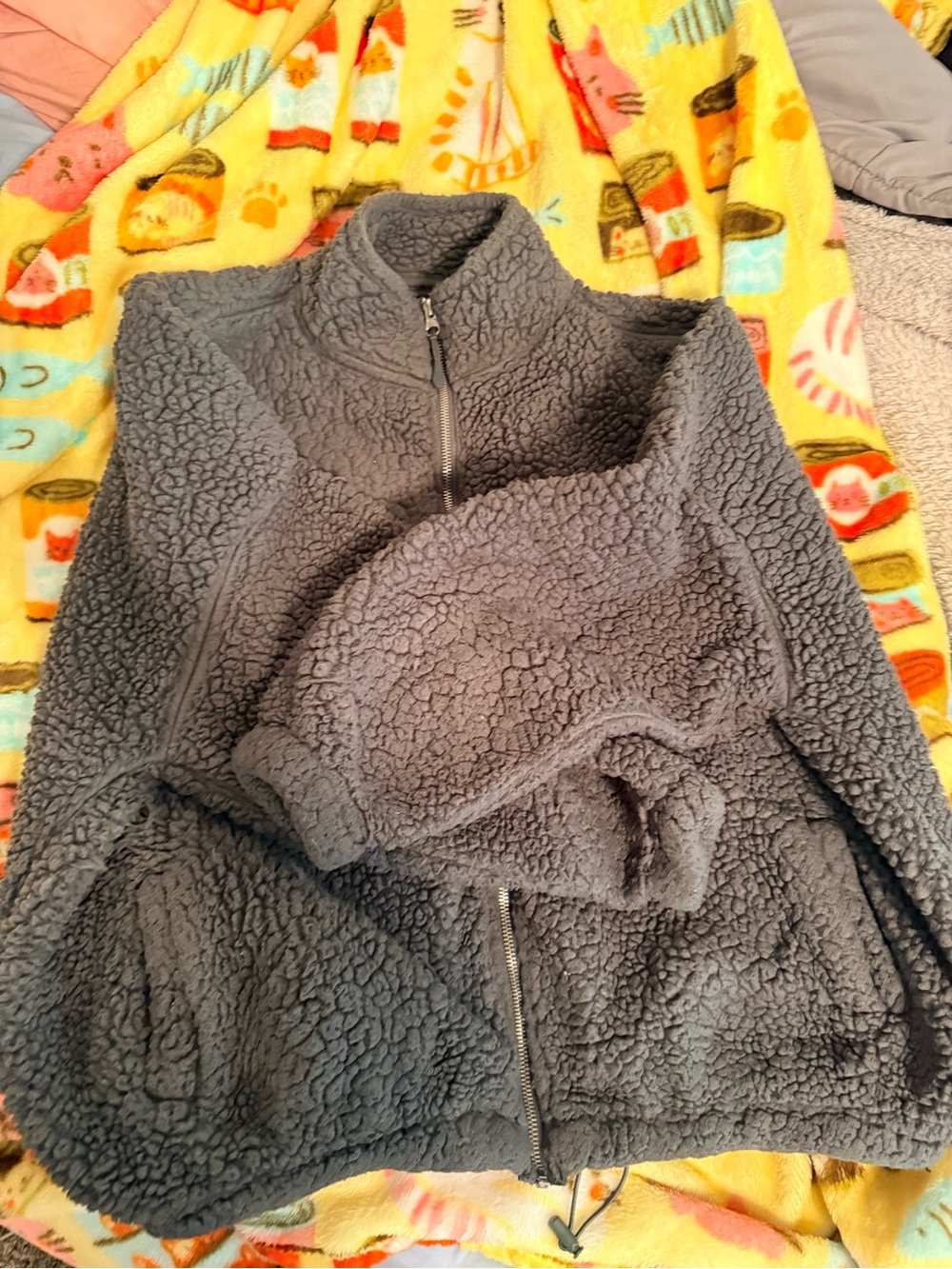 PacSun Women's Gray Teddy Sherpa Jacket - Full Zip